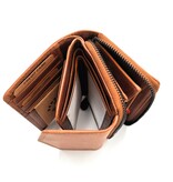 REDRUBI REDRUBI - UM/1-402 - leder- rits portemonnee -met RFID – bruin / cognac