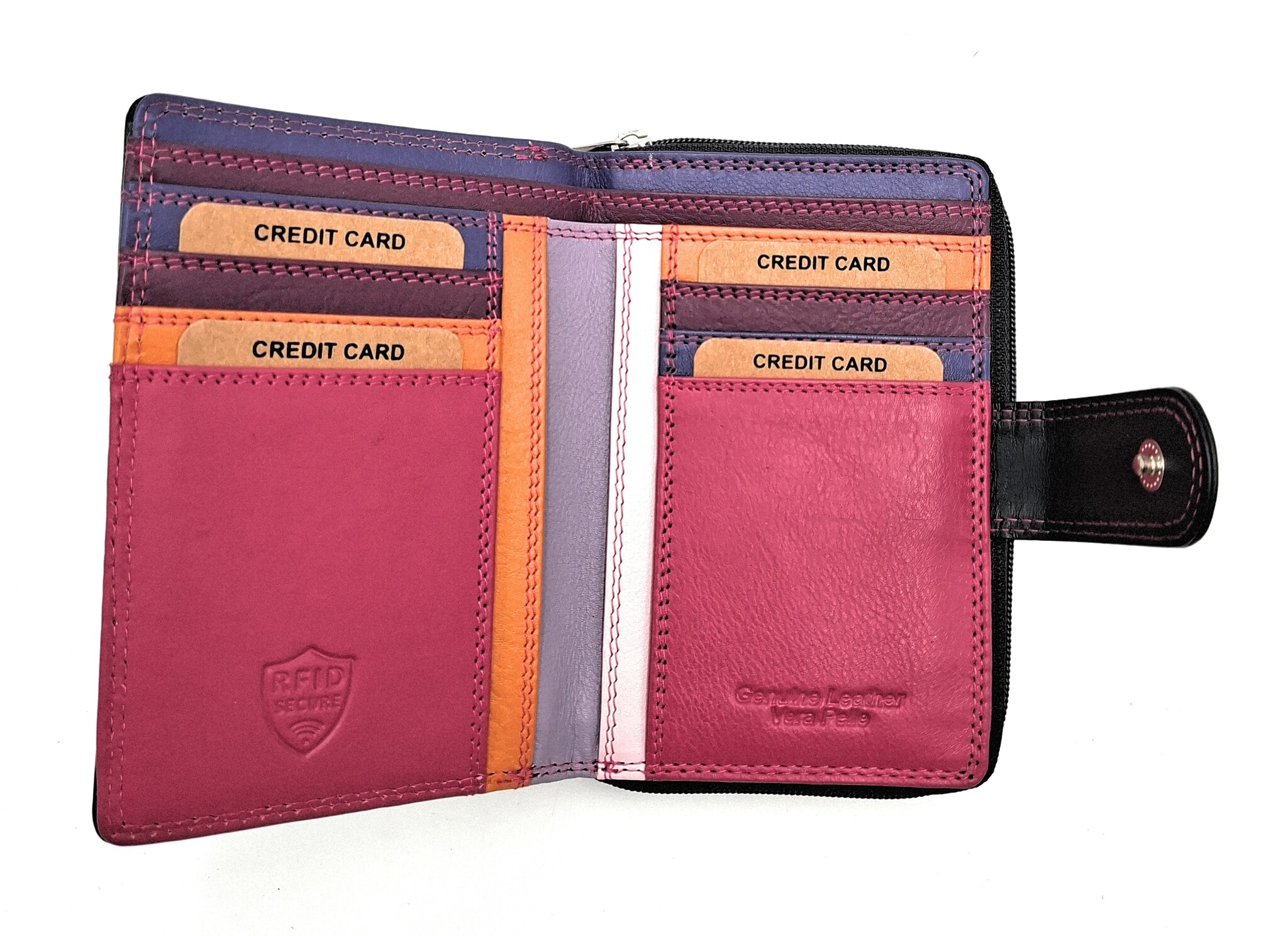 REDRUBI REDRUBI UM/1-425 LUXE  DAMES PORTEMONNEE PAARS MULTICOLOR MET RFID