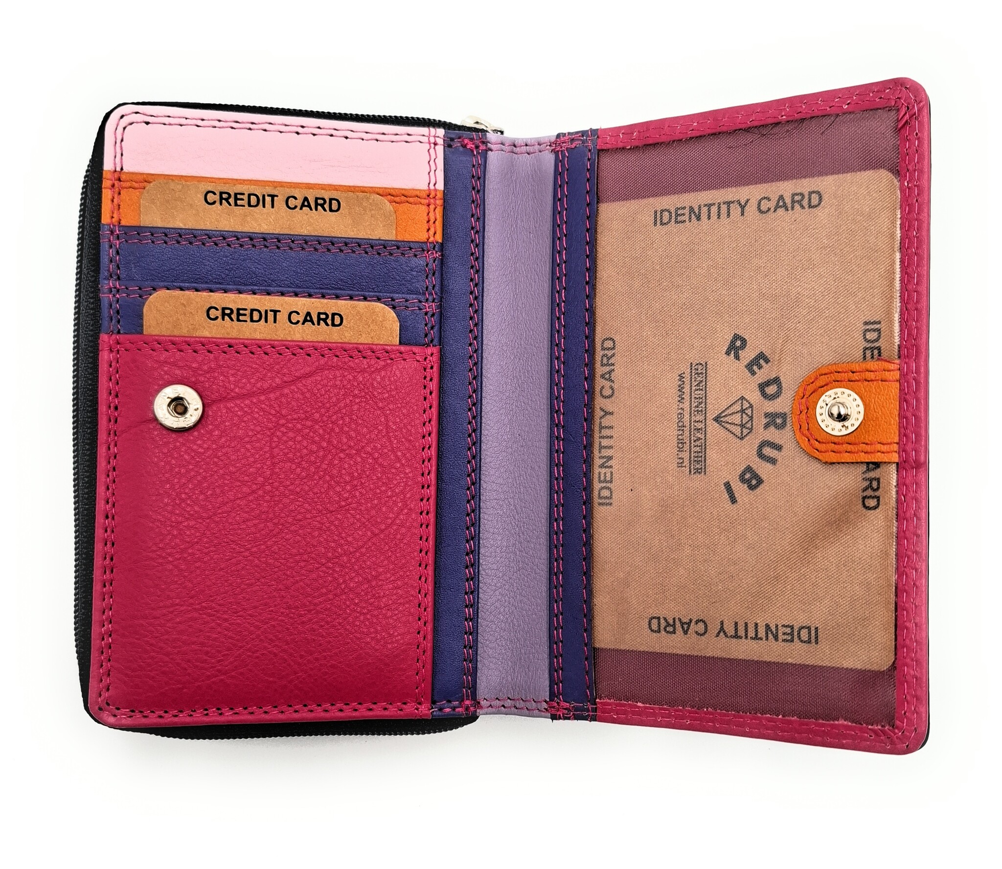 REDRUBI REDRUBI UM/1-425 LUXE  DAMES PORTEMONNEE PAARS MULTICOLOR MET RFID