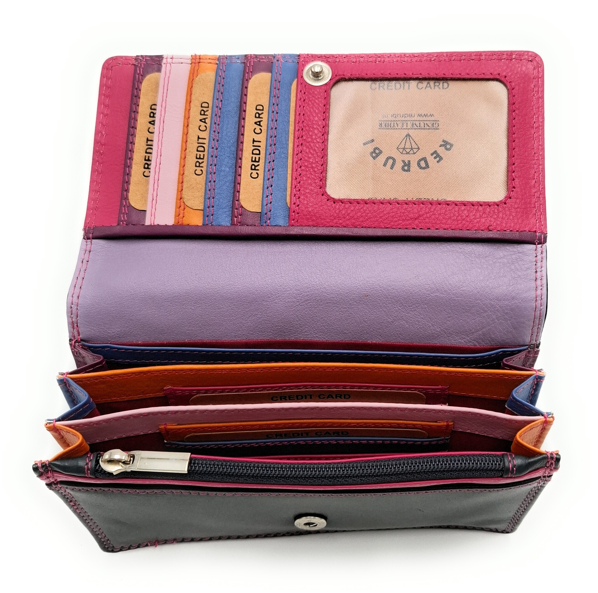 REDRUBI REDRUBI UM/1-424(2) PURPLE (MULTICOLOR) LUXURY LADIES WALLET WITH RFID