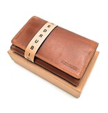 REDRUBI REDRUBI - UM/1-403 - echt lederen - grote - dames - portemoenne - met RFID - vintage leder- bruin