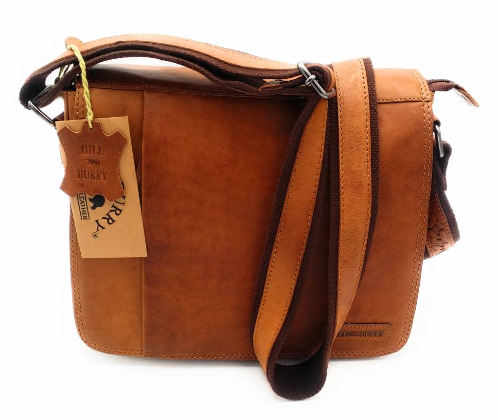 Hill Burry Hill Burry - VB10019 -3075 - Echtleder - Schulter -crossbodytas- Firma - Vintage-Leder braun / cognac