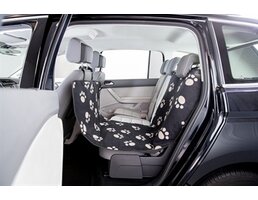 Trixie Trixie autodeken pootprint nylon / fleece zwart / beige