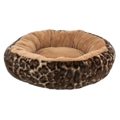Trixie Trixie hondenmand leo soft rond pluche bruin / panterprint