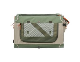 Trixie Trixie kennel comfy bench stof / reismand olijfgroen / beige