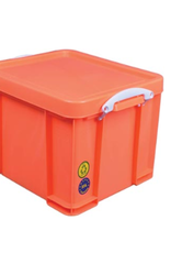 Really Useful Box boîte de rangement 35 litre, orange avec poignées blanches