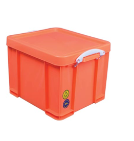 Really Useful Box Opbergbox 35L - oranje met witte handvaten