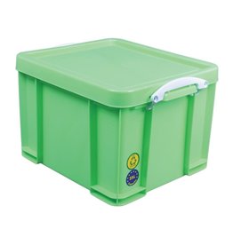 Really Useful Box Opbergbox 35L - neongroen met witte handvaten