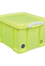 Really Useful Box Opbergbox 35L - neongeel met witte handvaten