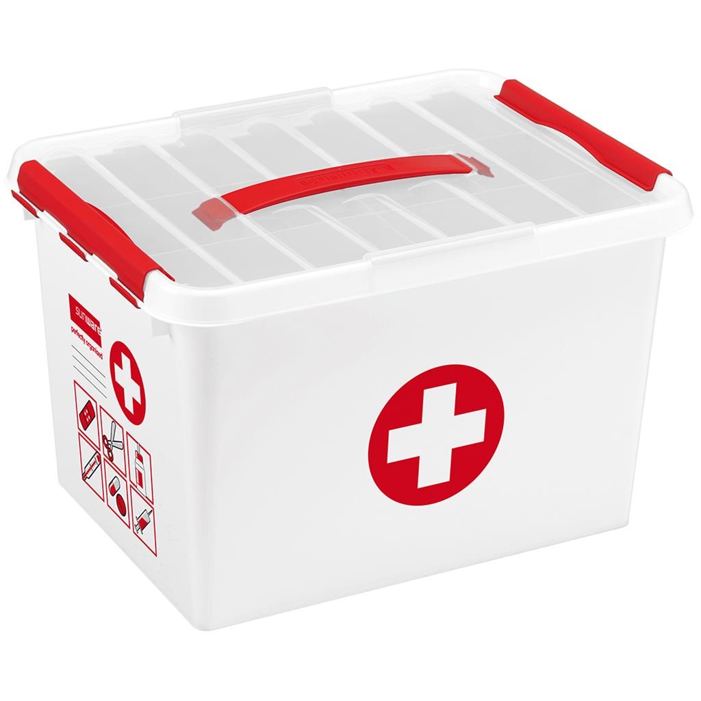 Maintenir pour agrandir | Cliquer pour elargir Q-LINE BOÎTE DE PREMIERS SECOURS AVEC INSERT 22L BLANC ROUGE