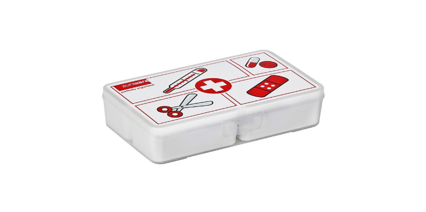 BOÎTE DE PREMIERS SECOURS AVEC COMPARTMENTS 1L BLANC ROUGE