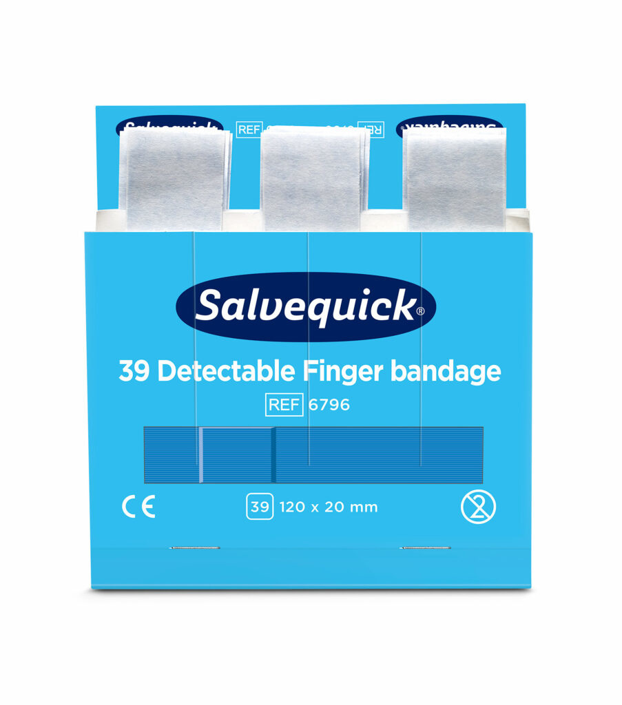 Salvequick Blauw detecteerbare pleister lang - per pak van 39stuks - Horeca