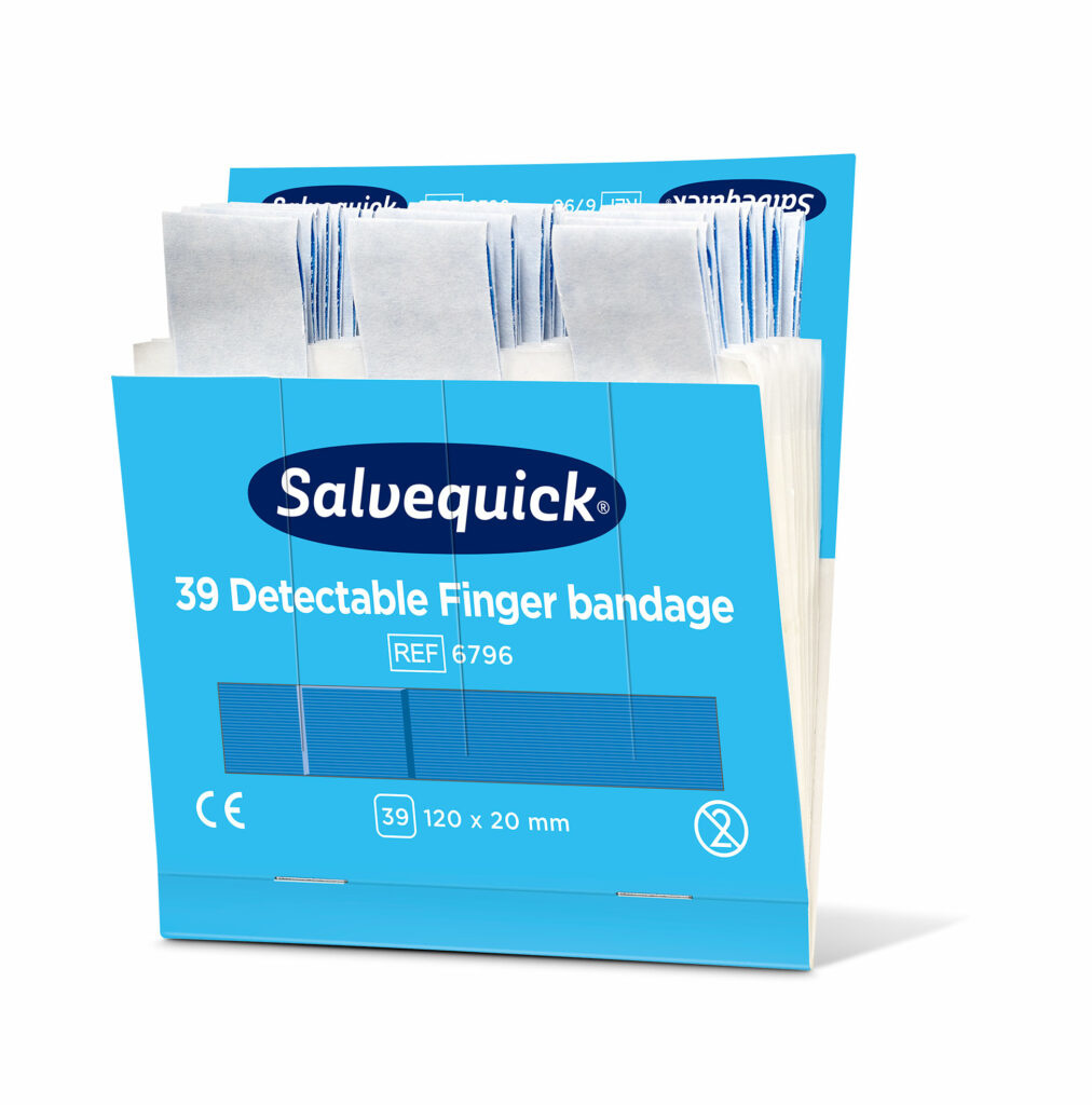 Salvequick Blauw detecteerbare pleister lang - per pak van 39stuks - Horeca