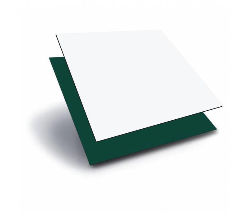 HPL (High Pressure Laminate) Platen 1220 x 2440 x 3,0mm -Wit (RAL 9010) / Groen (RAL 6009)