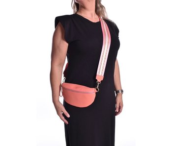 Leren buidel Tas met Belt - Koraal