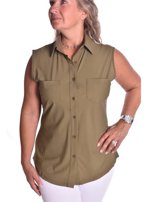 Luxe travelstof blouse Mooij - Army Green