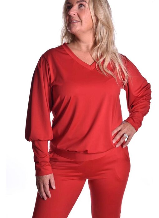 Luxe Travelstof Top Pofmouw - Rood