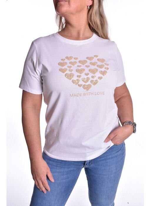 T-shirt Wit - Goud Hart