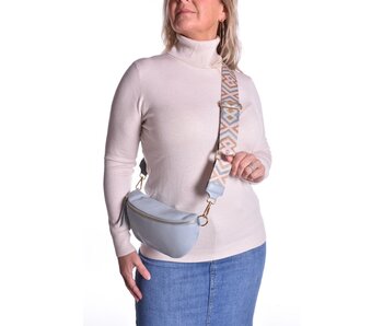 Leren Buidel Tas inclusief belt - Lichtblauw