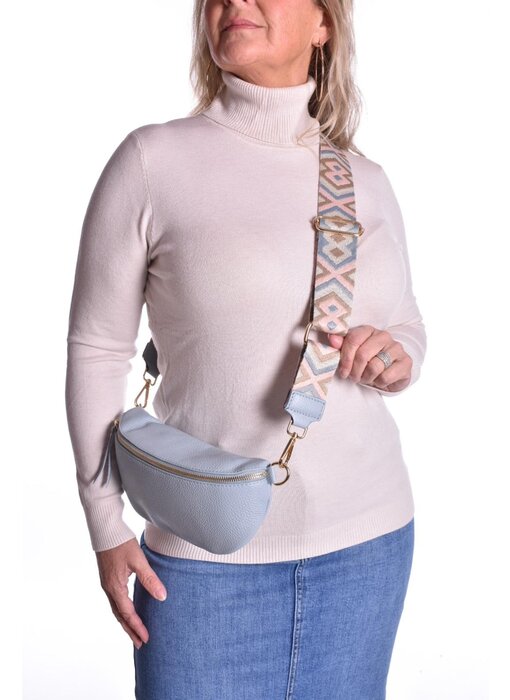 Leren Buidel Tas inclusief belt - Lichtblauw