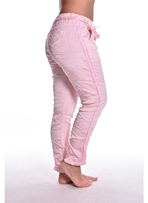 Broek Make My Day Satijn met Bies - Roze