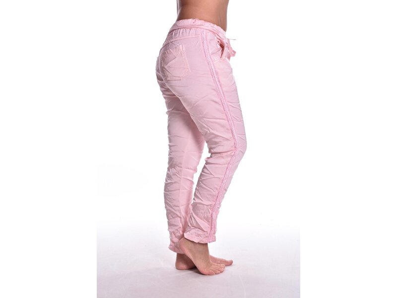 Broek Make My Day Satijn met Bies - Roze