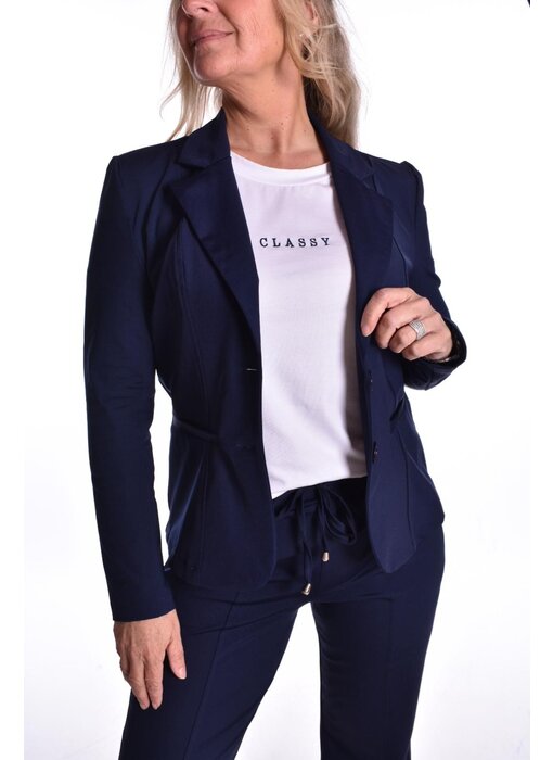 Luxe Travelstof Blazer Mi Amore  - Donkerblauw