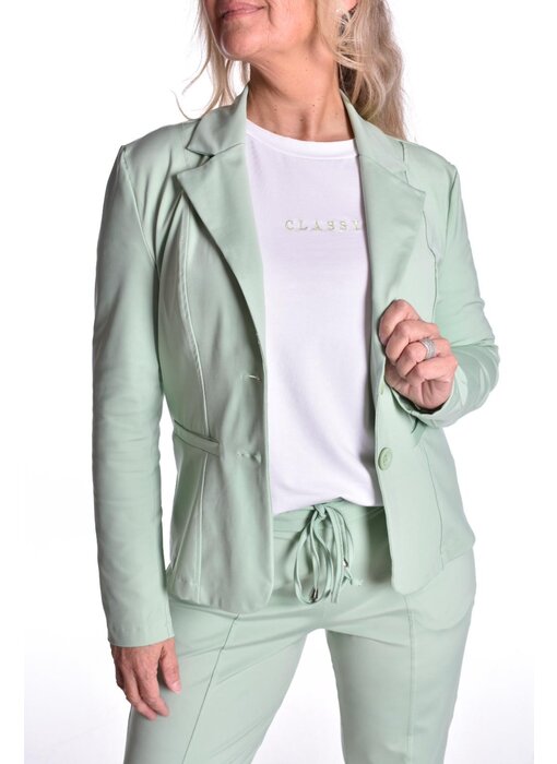 Luxe Travelstof Blazer Mi Amore  - Lindegroen