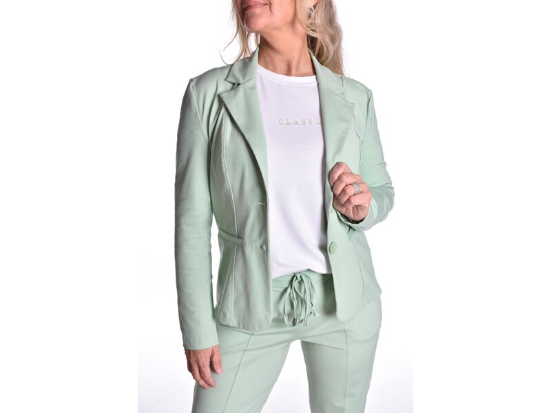 Luxe Travelstof Blazer Mi Amore  - Lindegroen