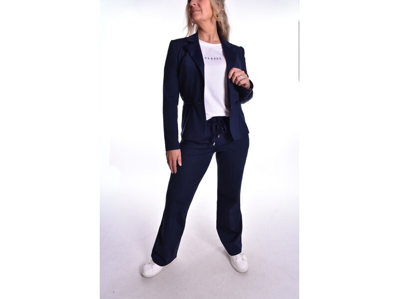 Luxe Travelstof Blazer Mi Amore  - Donkerblauw