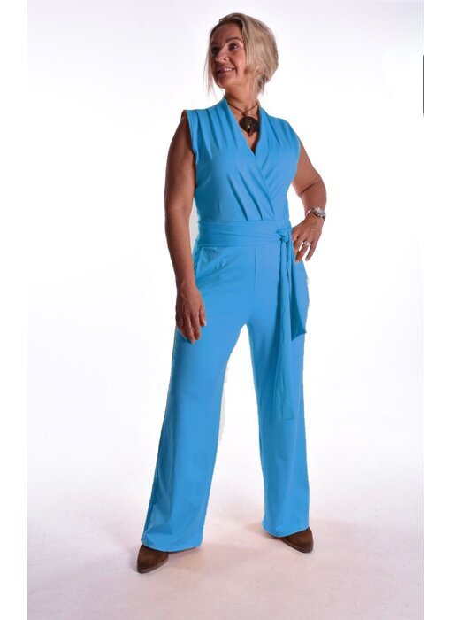 Luxe travelstof Jumpsuit - Turquoise