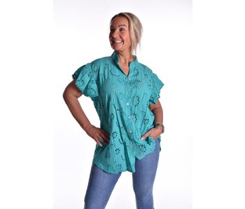 Broderie Blouse Femm - Aqua