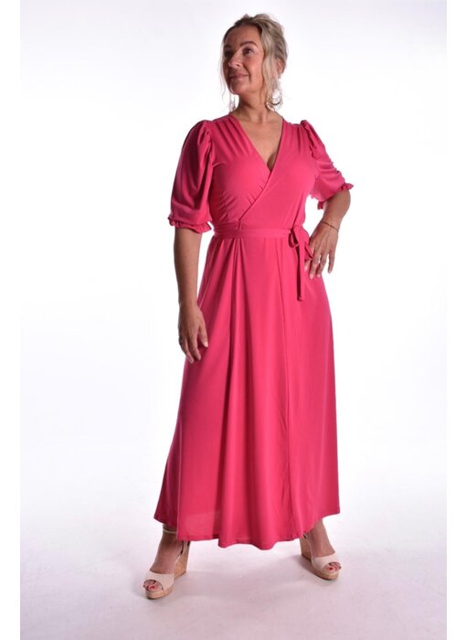 Travel Wikkel Jurk Effen - Fuchsia