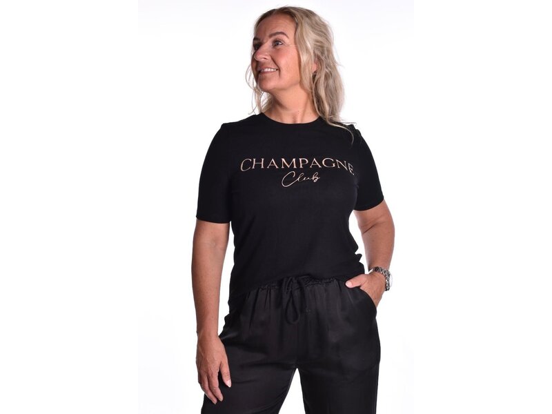 T-shirt Champagne Club -  Zwart met gouden tekst