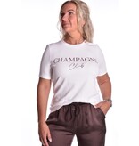 T-shirt Champagne Club - Crème met donkerbruine tekst