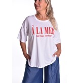 T-shirt La Mer - Wit met rode tekst