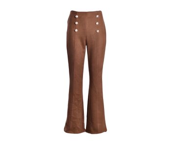 Suedine broek New York - Donker Camel