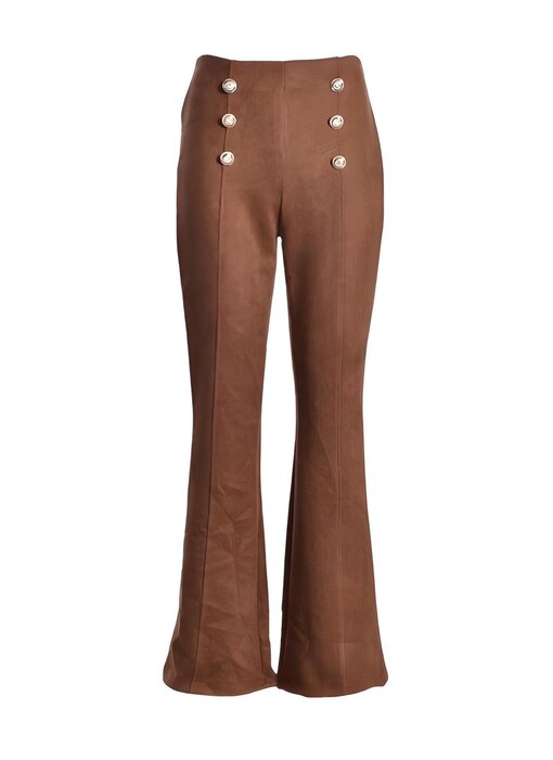 Suedine broek New York - Donker Camel