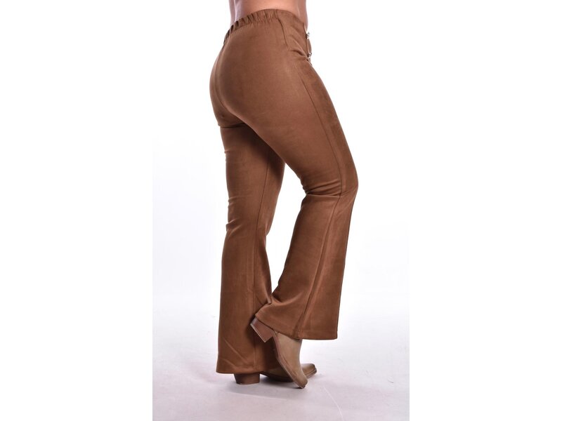 Suedine broek New York - Donker Camel