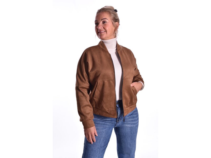 Suedine bomber jasje New York - Donker Camel
