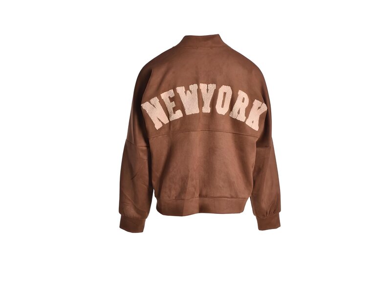 Suedine bomber jasje New York - Donker Camel
