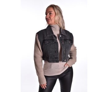 Jasje Bibi - Antraciet met licht taupe mouwen