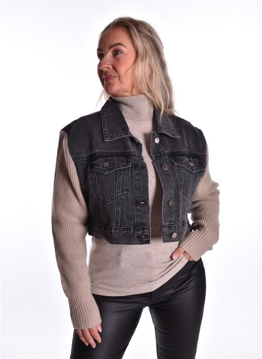 Jasje Bibi - Antraciet met licht taupe mouwen