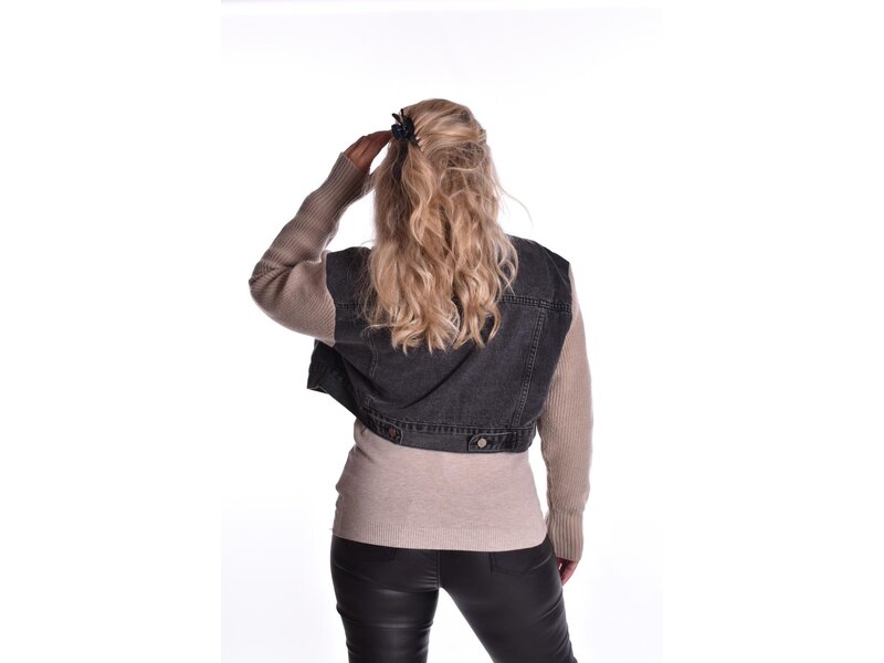 Jasje Bibi - Antraciet met licht taupe mouwen