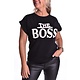 T-shirt The Boss - Zwart met Roomwitte tekst