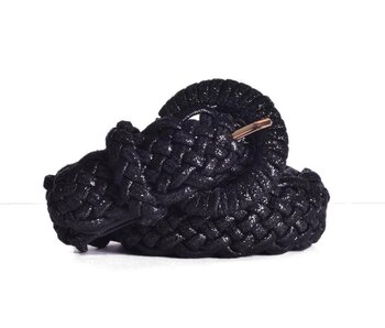 Gevlochten stretch riem - zwart