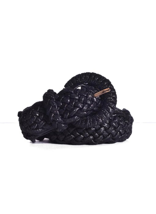 Gevlochten stretch riem - zwart