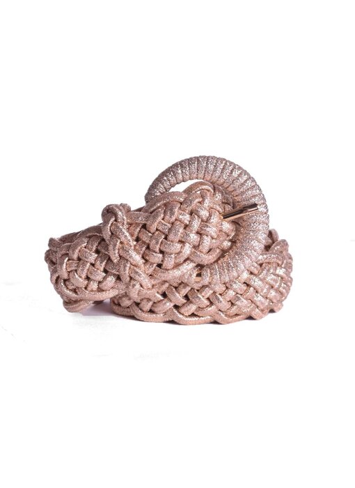 Gevlochten stretch riem - rosé