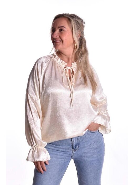 Top Satin met Strik - Champagne