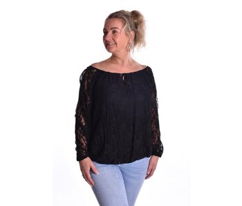 Kanten top Mia - Zwart